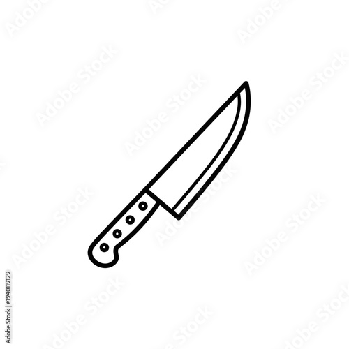 Minimalist Line Drawing of a Kitchen Knife for Culinary and Cooking Themes