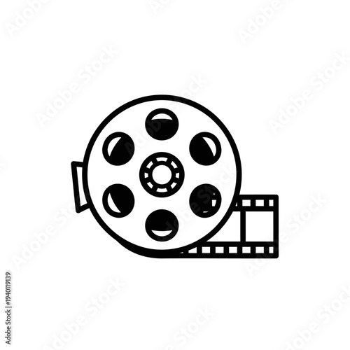 Minimalist Reel-to-Reel Film Projector Icon for Media and Entertainment Concepts