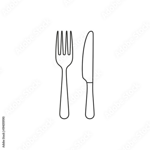 Minimalist Line Drawing of Fork and Knife for Elegant Table Setting