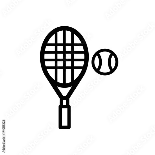 Minimalist Tennis Racket and Ball Icon for Sports and Recreation