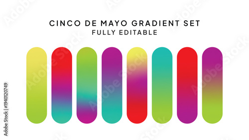 Set of Cinco De Mayo Gradients Background, Abstract Mexican Gradient Collection Background Vector Set	