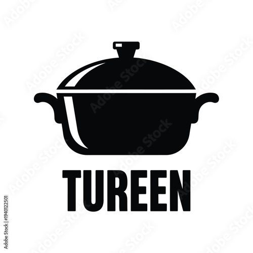 Foto A minimalist black and white illustration depicts a covered cooking pot labeled