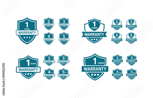 Warranty Badges Collection With Different Years Of Coverage illustration