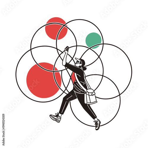 Vector illustration of businessperson juggling multiple tasks