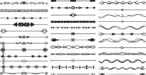 Collection of Decorative Black Borders and Dividers for Design vector illustration