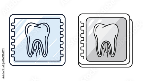 Dental X Ray Film Cards, Tooth Radiography and Oral Health Diagnostic Illustration