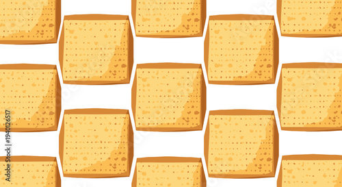 Passover Matzah Bread Seamless Pattern Background Flat Vector Illustration
