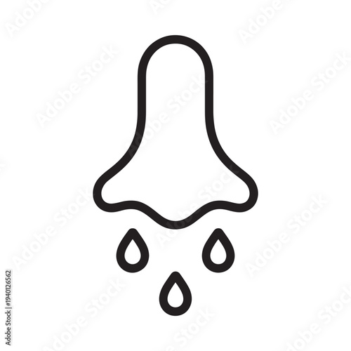Simple black outline of a bell with three water droplets falling below