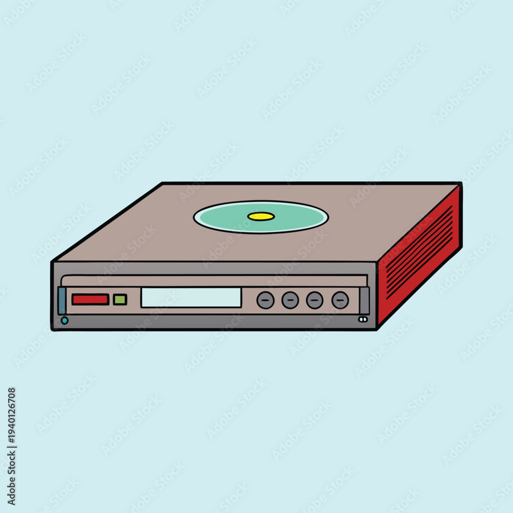 Fototapeta premium Flat vector illustration of a CD player, a relic of older technology