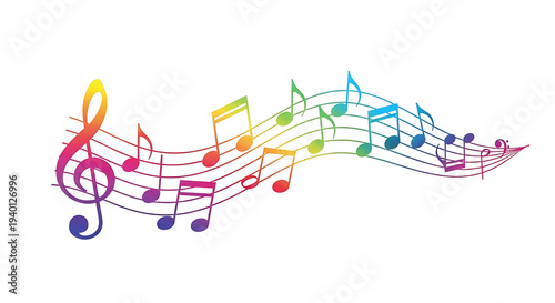 Abstract Musical Notes in Rainbow Colors