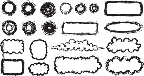 Hand drawn speech bubbles and shapes for creative design projects