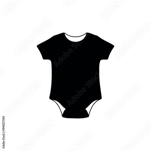 Baby body onesie with short sleeves silhouette vector flat illustration design.