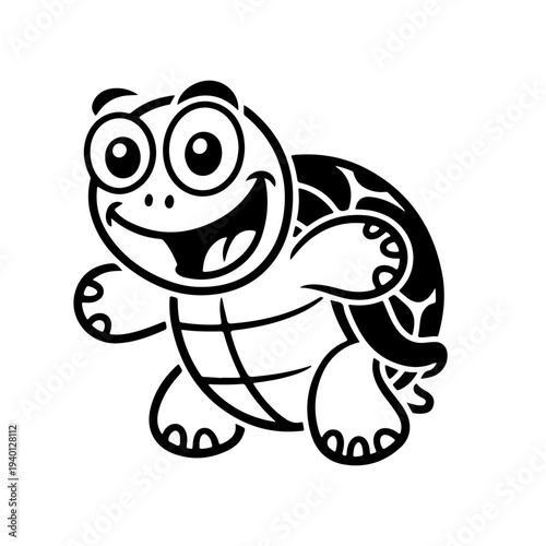 Cute turtle isolated on blue background. Funny kawaii alpaca character. Cartoon flat style. Vector illustration
