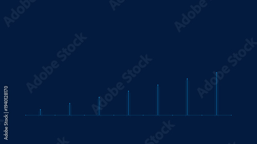 Ascending digital bar graph representing data growth and incremental progress in a clean visual design concept