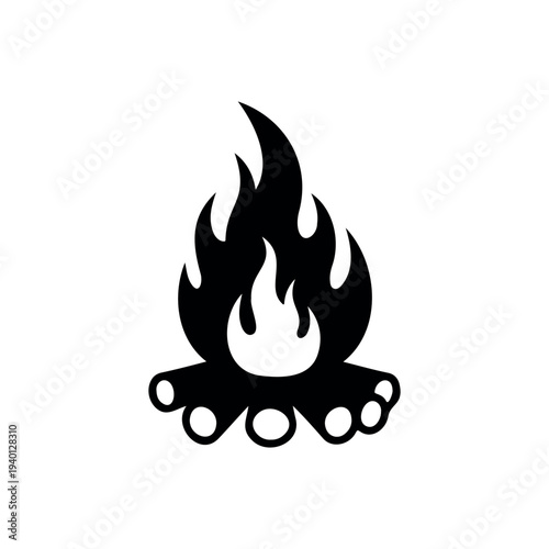 Campfire silhouette vector flat illustration design.