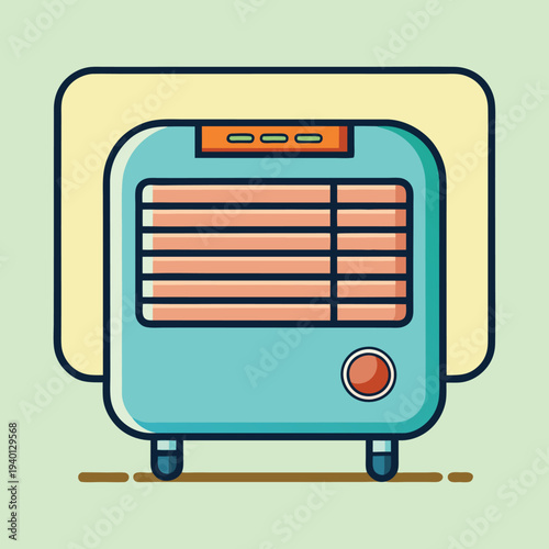 Retro style space heater appliance with simple design in vintage colors