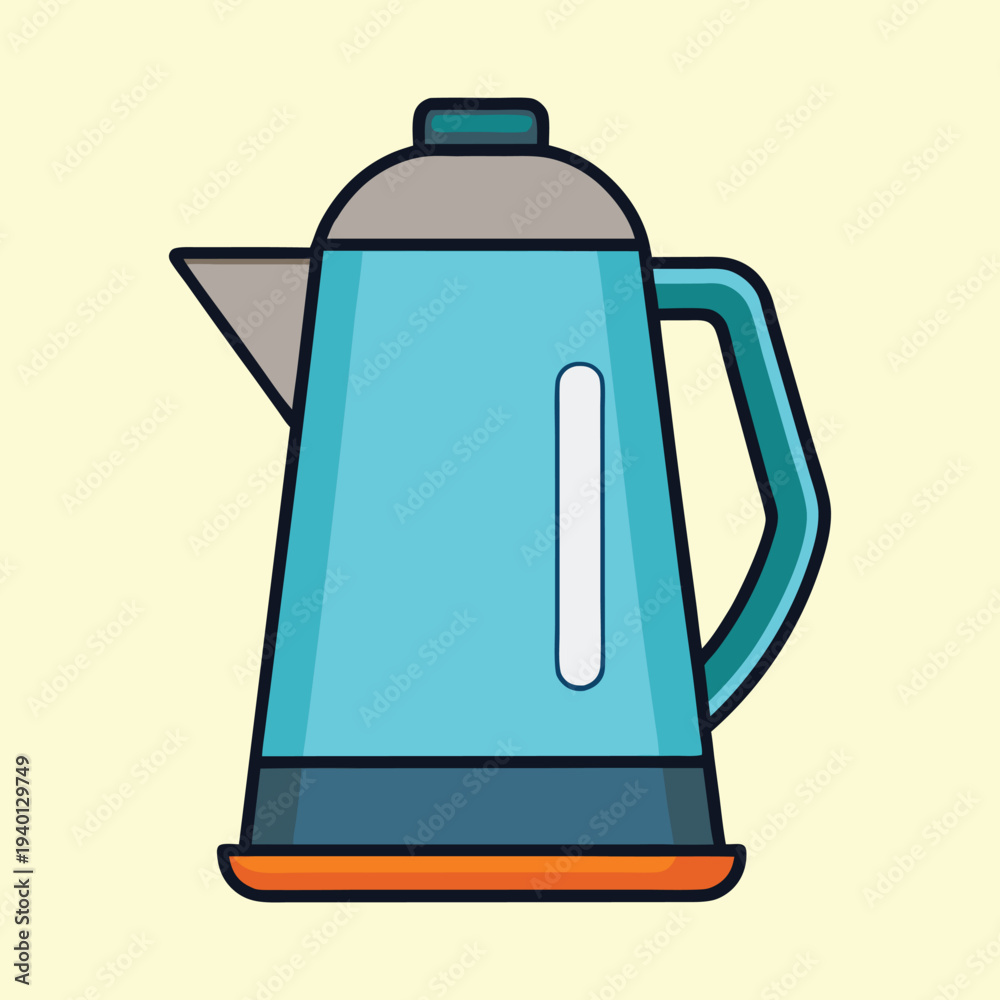 Fototapeta premium Stylized Blue Electric Kettle with Water Level Indicator for Hot Beverages