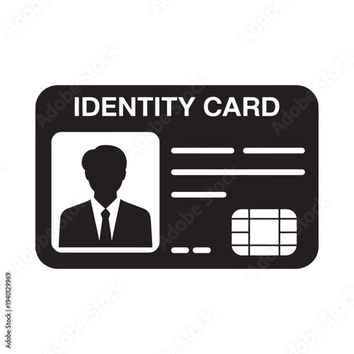 A black identity card graphic with a silhouette of a man s head and shoulders