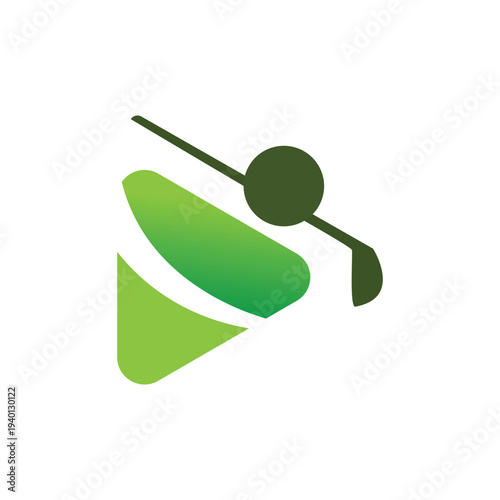 Golf Club Hitting Green Ball Graphic