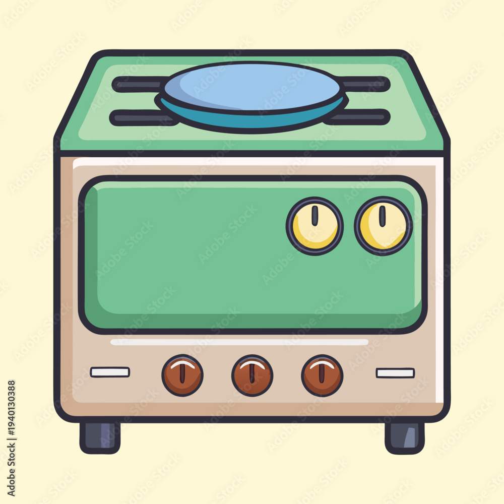 Fototapeta premium Retro style cartoon drawing of a vintage kitchen appliance machine