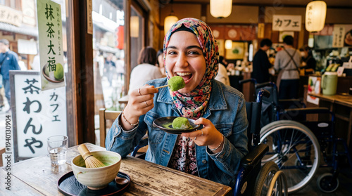 A woman in hijab enjoys the...