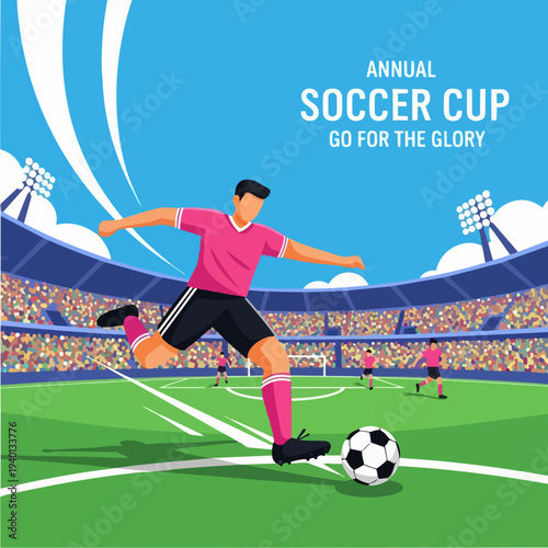 Soccer player in action during a championship match at a stadium.