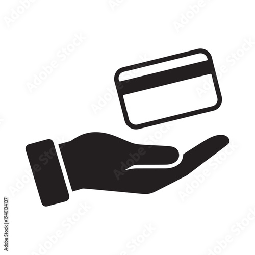 A black silhouette of a hand holding a credit card above it