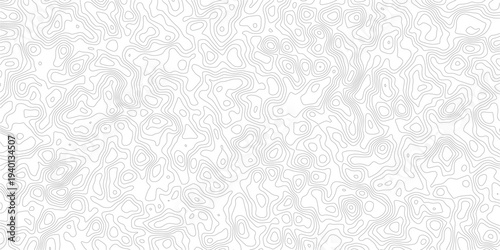 Gray topographic map lines on white background for design and texture