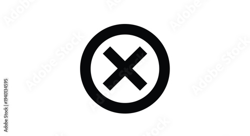 Simple black circle with a black x inside representing prohibition