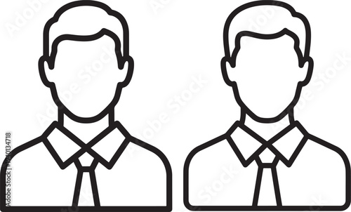 Two business men avatars in outline style, representing professional identity and corporate teamwork