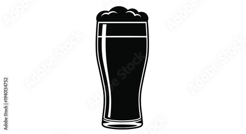 A black and white illustration of a full glass of dark liquid