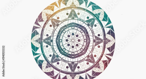 Colorful Geometric Mandala with Spiritual and Mystical Symbolism