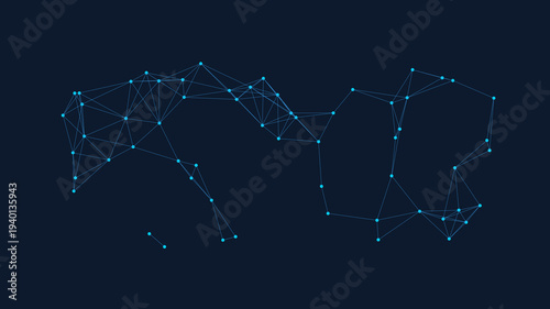 Vector illustration of connected dots forming a landscape view from a futuristic perspective