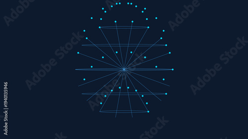 Vector graphic illustration of a futuristic network hub with connections and nodes