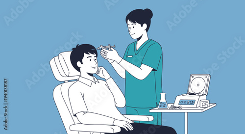 Dentist examining patient's teeth with dental tools in clinic, modern healthcare concept