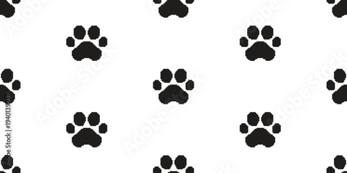 dog paw seamless pattern pixel art game cat footprint pet vector puppy kitten cartoon doodle gift wrapping paper repeat wallpaper tile background scarf isolated illustration design