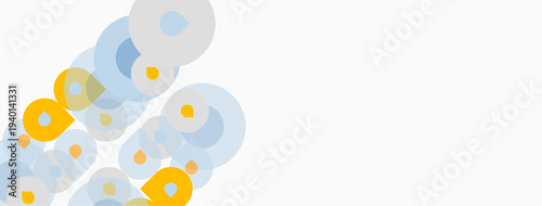 Abstract circles, yellow and blue hues, diagonal arrangement. Minimalist design, clean background, simple shapes, modern aesthetic.