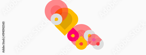 Abstract colorful circles overlap, creating playful composition. Soft hues suggest gentle movement, simple design.