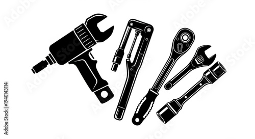 Set of assorted hand tools on white background for diy projects and repairs