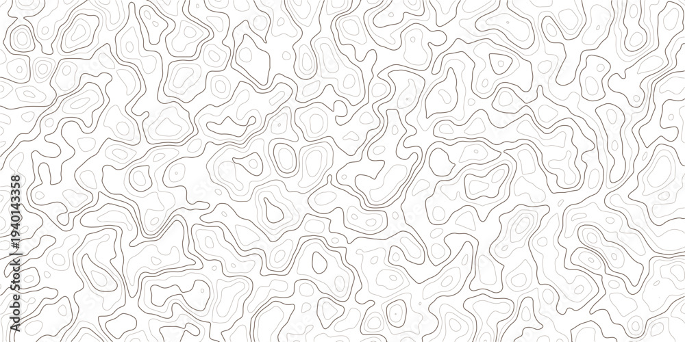 Fototapeta premium Topographic map illustration with wavy contour lines on white background_1