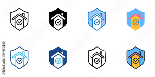 Mortgage Insurance icons set multiple style collection. Editable stroke 
