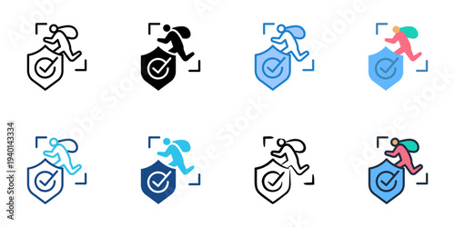 Theft Coverage icons set multiple style collection. Editable stroke 
