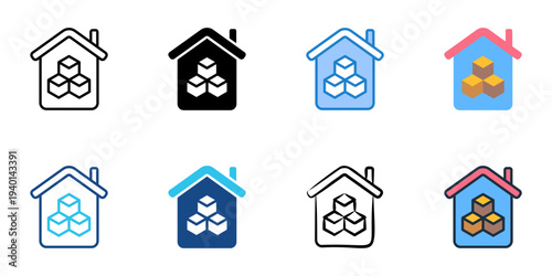 Home Contents icons set multiple style collection. Editable stroke 
