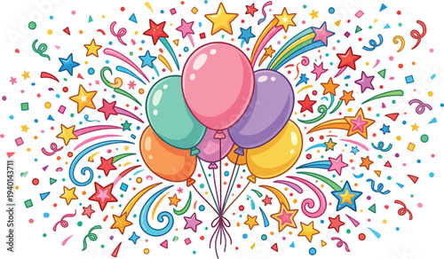 Colorful Balloons and Confetti Celebration