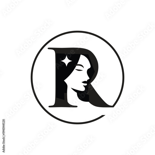 Elegant Logo with Female Profile and Letter R
