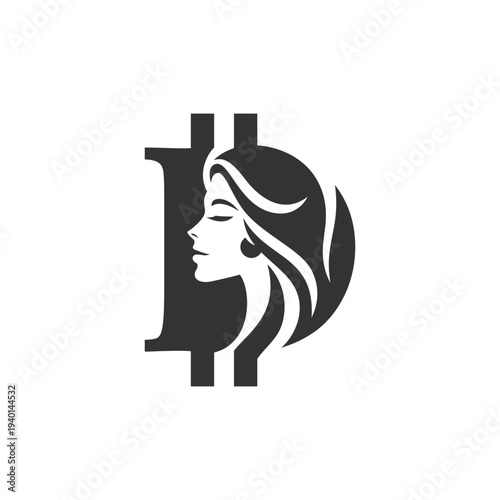 Stylized Woman Profile with Currency Symbol