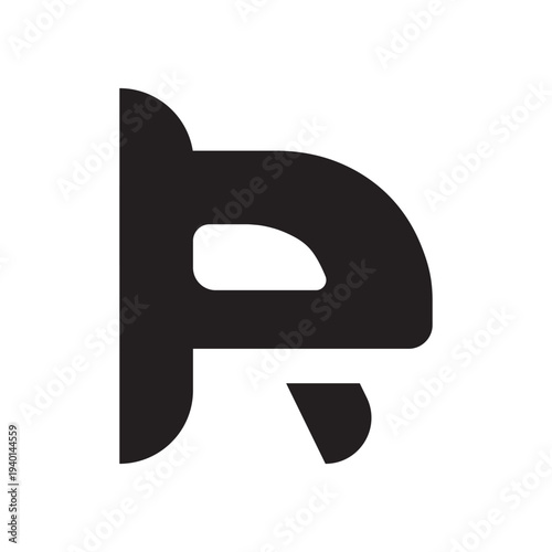 Black Abstract Letter R orca Icon Symbol