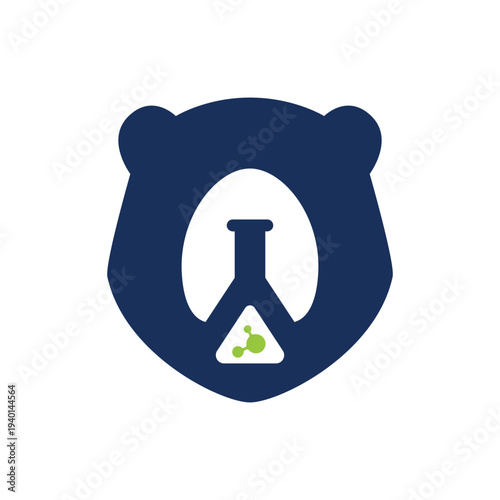 Bear Logo with Laboratory Equipment Design