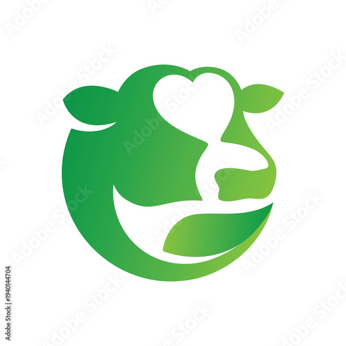 Green Cow Logo Design Element