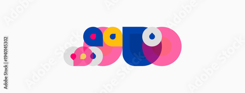 Abstract colorful overlapping circles create playful composition. Modern design, vibrant hues, simple shapes, clean aesthetic.